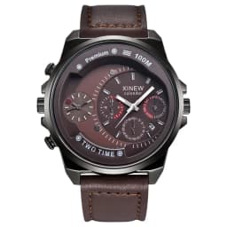 XINEW Brand Cheap Watches For Men Students Fashion Leather Band Simple Date Quartz Clock Erkek Barato Saat Relogio Masculino