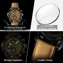 POEDAGAR Top Vintage Men Wristwatch Quartz Fashion Leather Men's Watches Date Chronograph Waterproof Luminous Business Man Watch