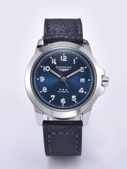 LONGLUX Men Automatic Watch Vintage Pilot Business Classic Military Mechanical Watches Date Waterproof Luminous Leather Gift