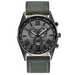 Original XINEW Brand Men Watches Boys Fashion Casual Leather Band Date Quartz Wrist Watch Black Montre Homme Reloj Hombre 2025
