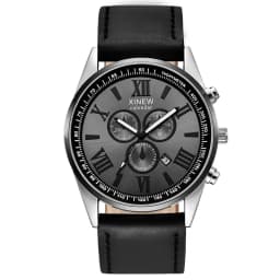 Original XINEW Brand Men Watches Boys Fashion Casual Leather Band Date Quartz Wrist Watch Black Montre Homme Reloj Hombre 2025