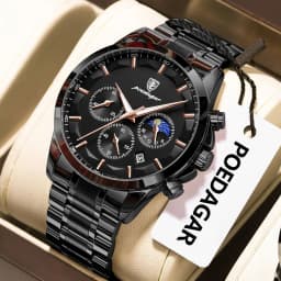 POEDAGAR Top Fashion Men's Watches Waterproof Luminous Stainless Steel Men Wristwatch Chronograph Date Quartz Business Man Watch
