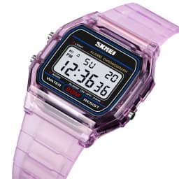 Skmei Women Digital Watches Fashion Transparent Case TPU Strap Led Waterproof Swimming Sports Wristwatch Female Alarm Clock