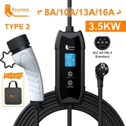 Feyree EV Portable Charger Type2 / GB/T Plug Connector 16A 1Phase 3.5KW Type1 3.5m Wallbox Charging Station for Electric Vehicle