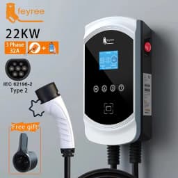Feyree EV Charger 32A 7.6KW Electric Vehicle Car Charger EVSE Wallbox 11KW 22KW 3Phase Type2 Cable IEC62196-2 Socket APP Control
