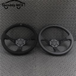 14inch 350mm Car Steering Wheel Suede Leather/Genuine leather Deep Concave Drift JDM Racing Black Edition 2407MOBE125