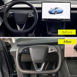 SATONIC 350mm Heated Sports Yoke Handle Steering Wheel For Tesla New Model Y Juniper YL Customized Nappa Leather