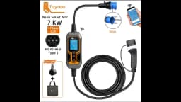 feyree Portable EV Charger Type2 32A 7KW EVSE Wi-Fi APP Control Adjustable Current Smart Timing Charging for Home & Outdoor Use