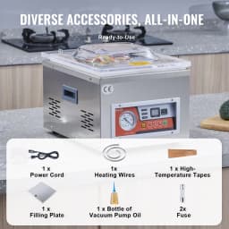 SucceBuy DZ-260A Chamber Vacuum Sealer with 15.7" Sealing Length Kitchen Vacuum Packing Machine for Home Foods Meats Marinades