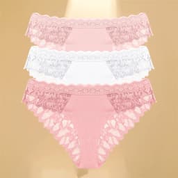 FINETOO 3Pcs Lace Hollow Out Underwear for Women Sexy Low-Waist Floral Briefs Female Invisible Breathable Lingerie Soft Intimate