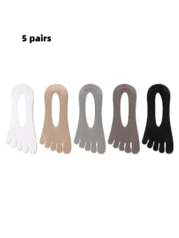 3/5 Pairs Men's Five-Toe Socks, Split-Toe Socks, Low Cut Invisible No-Show Socks, Silicone Non-Slip, Thin Socks for Summer