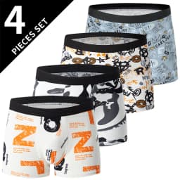 4/10piece Men's European And American Size Printed Fashionable Underwear Comfortable Plus Size Boxer Shorts Casual Sports Shorts