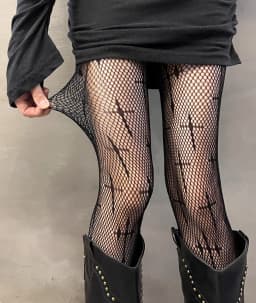 Women's Punk Gothic Skull Pattern Tights Thin Sheer Sexy Mesh Hollowed-out Fishnet Stockings Japanese Style JK Lolita Pantyhose