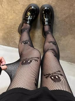 Women's Punk Gothic Skull Pattern Tights Thin Sheer Sexy Mesh Hollowed-out Fishnet Stockings Japanese Style JK Lolita Pantyhose