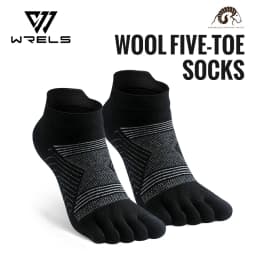 Merino Wool Hiking Socks Thermal Warm Moisture Absorption Toe Socks For Ski Climbing Running Breathable Thick Sport Toe Socks