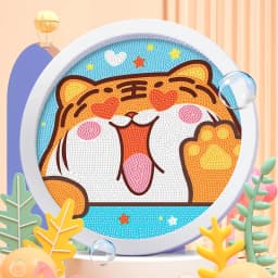 Round Frame Unicorn Diamond Painting Kitten Children's Handmade Dinosaur Creative Diamond Stickers Tiger DIY Point Diamond Paint