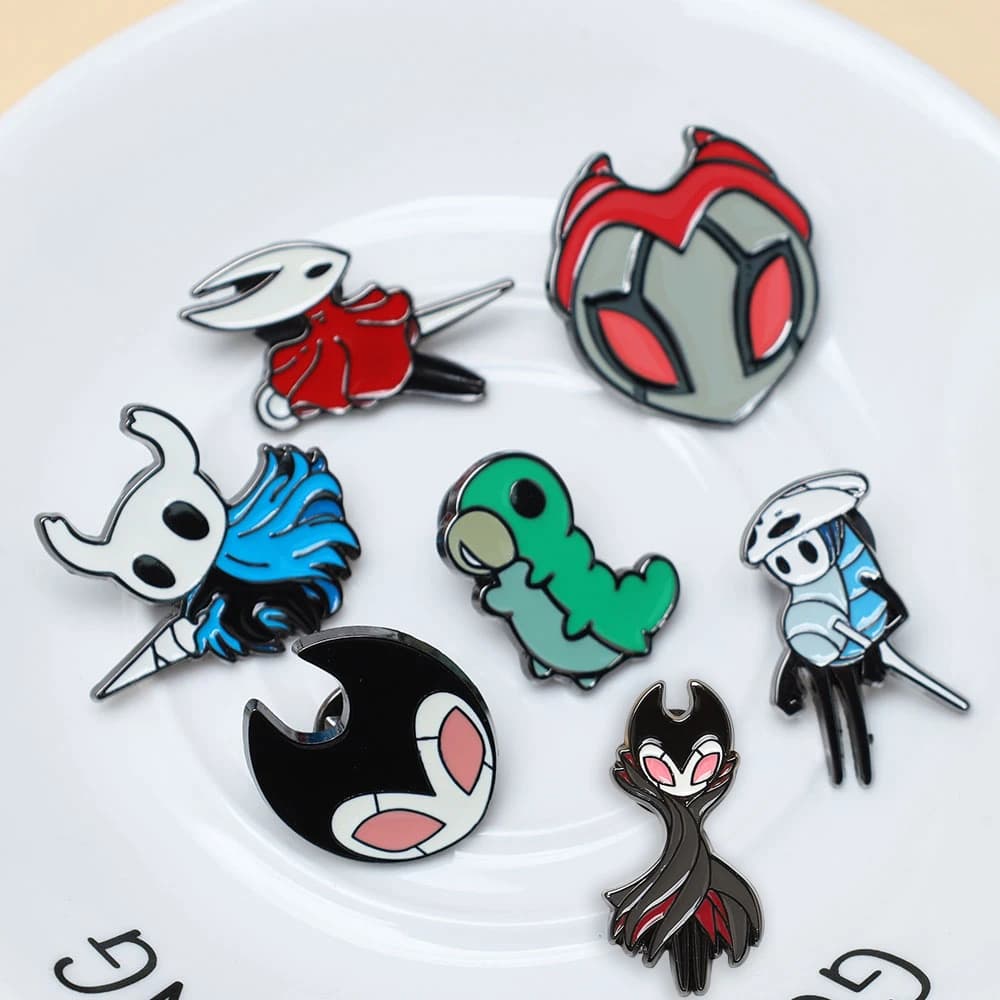 7pcs Hollow Knight Enamel Brooch Cool Character Pins Backpacks Clothing Hats Lapel Badges Fashion Jewelry Accessories Fans Gifts