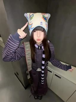 Tonngirls Y2k Japanese Sweatshirts Women Long Sleeve Striped Stand Collar Sweatshirt High Street Graphic Winter Coats E-girls