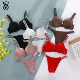 New V Lace Lingerie Set Bra and Brief Women's Sexy Bra and Panty Set Comfortable push up Shapewear Adjustable Padded Gathered