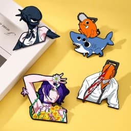 4pcs/set Anime Chainsaw Man The Movie Reze Arc Cosplay Brooches Hayakawa Aki Badge Costume Metal Corsage Pins Bag Accessories