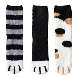 3 Pairs Womens Cats Paw Stripe 3D Socks Thick Girls Cartoon Animal Fingers Sock Hosiery Toe Zebra/Tiger/Cat Foot Sox