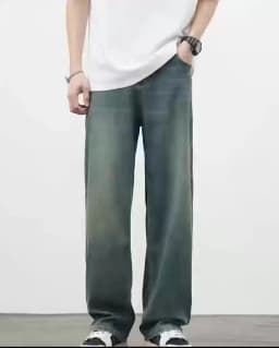 2025Spring Autumn New Men Straight Vintage Fit Jeans Casual Trousers High Quality Male Korean Fashion Baggy Wide Leg Denim Pants
