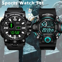 Electronic Watch Set For Men's Military Sports Watches Set Luminous Multifunction LED Digital Wristwatch for Man Kids Boy Studen