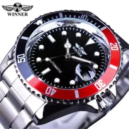 WINNER 002 Automatic Mechanical Wristwatch for Male Luminous Hands Date Fashion Stainless Steel And Leather Strap Clock Gifts