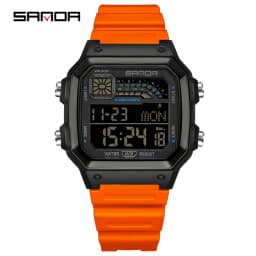 SANDA 6196 Luxury Men's Electronic Watch with Multi Functional Luminous Dial Calendar Waterproof Fashion Men's Digital Watch
