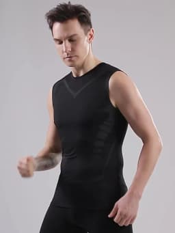 Men's Shoulder Quick Drying Vest, Sports Tight Fitting Vest Super Elastic Breathable Sweat Absorbing, Running, Fitness Training