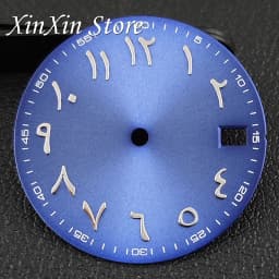 New Arabic Sky Blue NH35 28.5MM Sunburst Watch Dial Arabic Numeral Watch Faces With NH35 Watch Hands For NH35 NH36 4R Movement