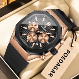POEDAGAR Business Men's Watch Chronograph Date Silicone Strap Quartz Man Watch Waterproof Luminous Fashion Watches For Men Reloj