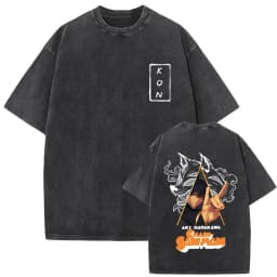 Anime Chainsaw Man Vintage Washed T-shirt Hayakawa Aki Summon Kon Fox Devil Graphic T Shirts Men Women Casual Fashion T-shirts