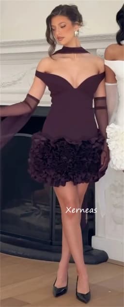 Customized High Quality Jersey Pleat Ruched A-line Off-the-shoulder Mini Dresses Bespoke Occasion Exquisite Pastrol