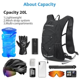 20L Cycling Lightweight Hydration Backpack Outdoor Sport Camping Climbing Mountaineering Rucksack Travel Water Bag 500ML/2L/3L