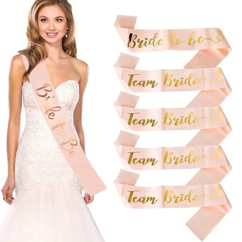 7pcs set Bride To Be Team Bride Satin Sash Bachelorette Party Bridesmaid Gift Wedding Engagement Bridal Shower Party Supplies