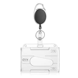 Transparent Badge Holder Exhibition ID Card Cover Case NameTag Badge Reel Keychain Hold 2 Cards Organizer Working Permit Sleeve