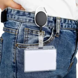 Transparent Badge Holder Exhibition ID Card Cover Case NameTag Badge Reel Keychain Hold 2 Cards Organizer Working Permit Sleeve