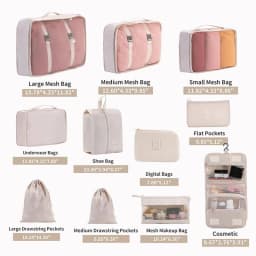 11Pcs Travel Packing Cubes Set Waterproof Luggage Organizer Drawstring Storage Bags for Clothes Shoes Underwear Cosmetic