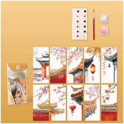 Bview Art 10pcs DIY Watercolor Bookmark Set, Handmade Painting Paper for Coloring, Portable Art Craft Gift for Holiday Party