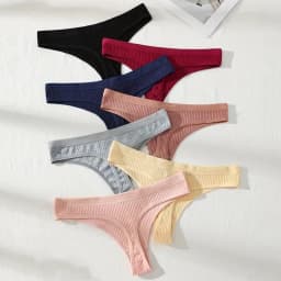 7Pcs/Set Women Thongs Panties Cotton Sexy Lace Underwear Tanga Solid T Back Pants Soft Underpants G-Strings Female Lingerie S-XL