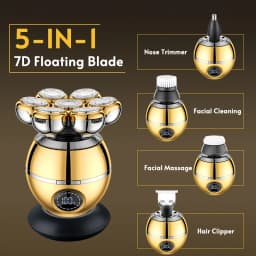 5-IN-1 7D Floating Blade Electric Shaver With Charging Base For Men Beard Trimmer Clipper Rechargeable Bald Head Electric Razor