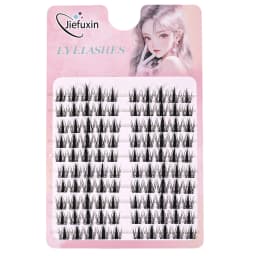 Jiefuxin DIY Lashes Fox Eye Manga False Eyelashes Large Capacity Tapered Thick Segmented Individual Cluster Lash Extensions