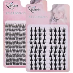 Jiefuxin DIY Lashes Fox Eye Manga False Eyelashes Large Capacity Tapered Thick Segmented Individual Cluster Lash Extensions