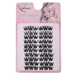 Jiefuxin DIY Lashes Fox Eye Manga False Eyelashes Large Capacity Tapered Thick Segmented Individual Cluster Lash Extensions