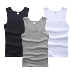 Hot Men's Tank Tops Fitness Vest Basic Elastic Sleeveless T-shirt Cotton Bodybuilding Man Clothing 3pcs/set Gym Clothing Man