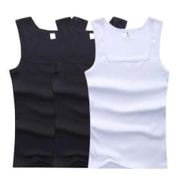 Hot Men's Tank Tops Fitness Vest Basic Elastic Sleeveless T-shirt Cotton Bodybuilding Man Clothing 3pcs/set Gym Clothing Man