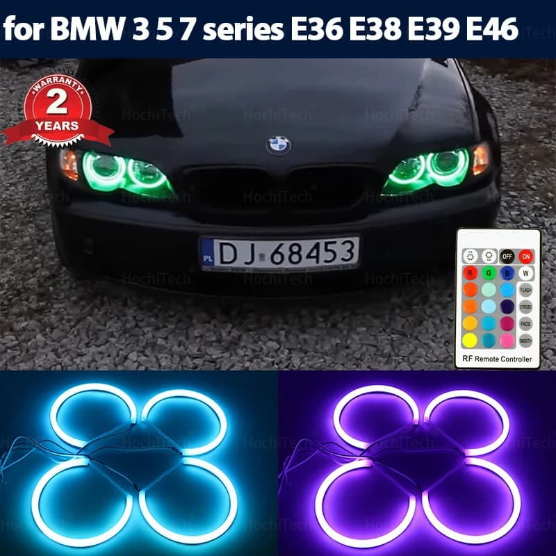 Cotton RGB Angel eyes ring kit 16 colors flash Remote control for BMW 3 5 7 Series E36 E38 E39 E46 525i 528i 530i 540i 320i