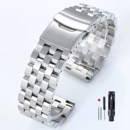 Solid Stainless Steel Strap 18mm 20mm 22mm 24mm 26mm Metal Bracelet Flat Interface Wristband SmartWatch Replacement Watch Band