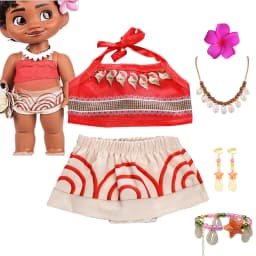 Baby Girls Cosplay Moana Vaiana Costume Children Halloween Princess Dress 2Pcs Set Christmas Carnival Halloween Clothing 2-12T